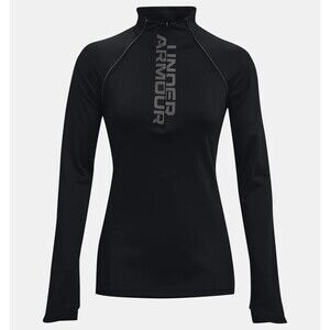Women's UA ColdGear Base 1/2 Zip Fitted Baselayer Shirt Black Small